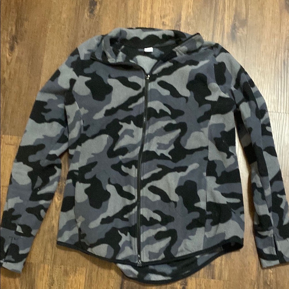 Old navy Gray and Black Camo Zip-Up fleece